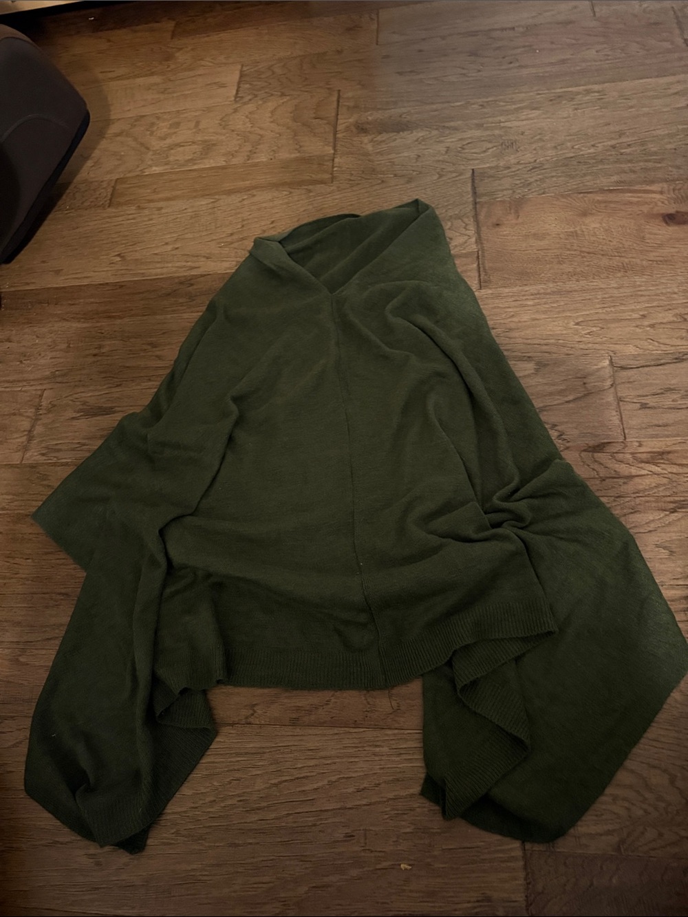 Women's Olive Green V-Neck Poncho Sweater
